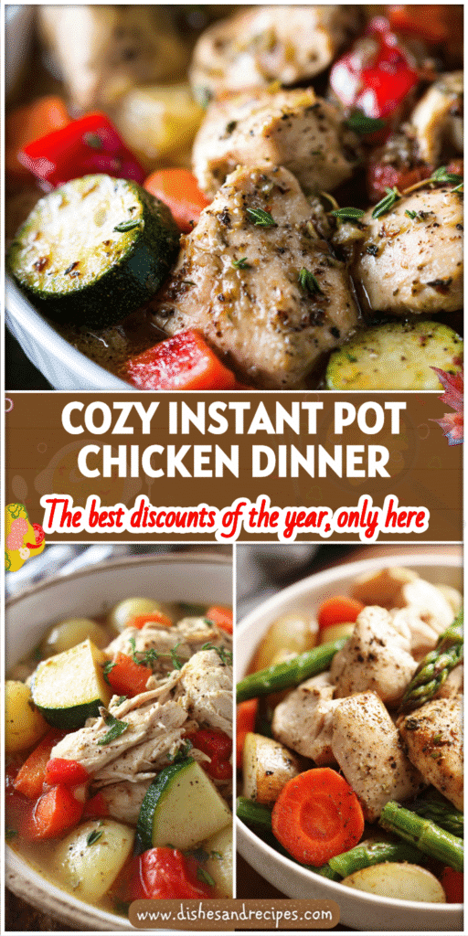 Bowl of homestyle Instant Pot chicken and vegetables served as a comforting healthy dinner.